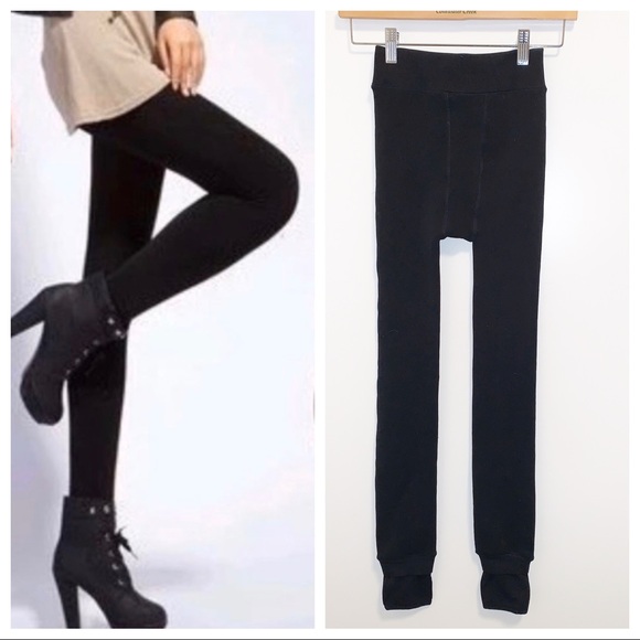 🆕JUST IN Fur Lined BLACK Leggings-Small - Picture 1 of 8